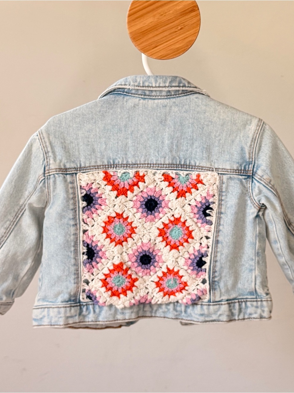 ✨ ZARA Baby Girls Crochet Back Denim Jacket 9–12M GUC